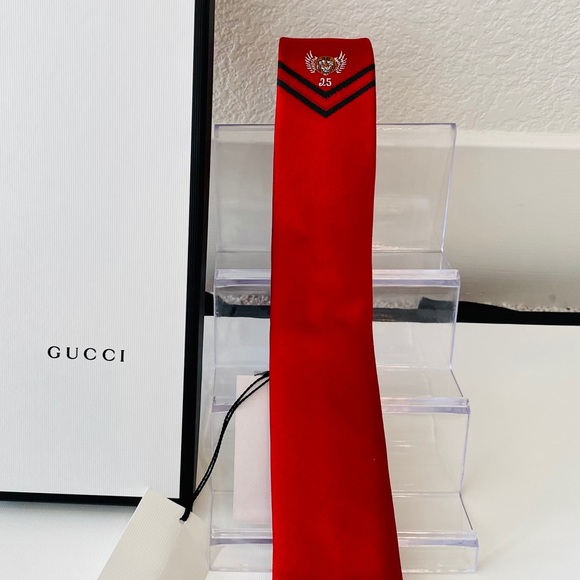 Brand New - Gucci Red Tie Tiger Wings - Picture 5 of 6